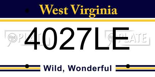 4027LE West Virginia License Plate