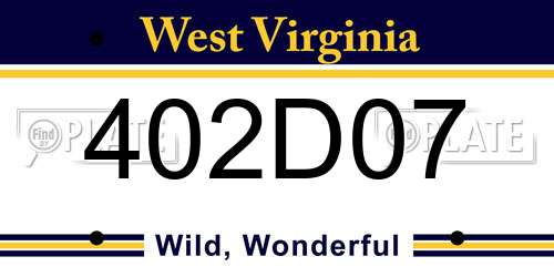 402D07 West Virginia License Plate