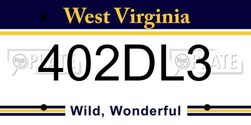 402DL3 West Virginia License Plate