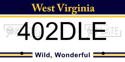 402DLE West Virginia License Plate