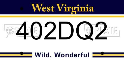 402DQ2 West Virginia License Plate