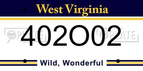 402O02 West Virginia License Plate