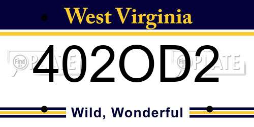 402OD2 West Virginia License Plate