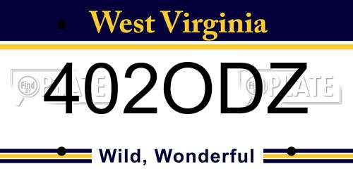 402ODZ West Virginia License Plate