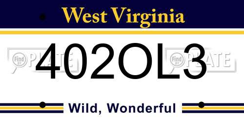 402OL3 West Virginia License Plate