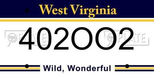402OO2 West Virginia License Plate