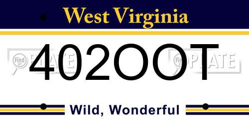 402OOT West Virginia License Plate