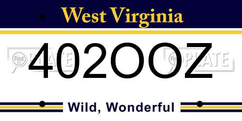 402OOZ West Virginia License Plate