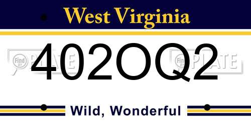 402OQ2 West Virginia License Plate