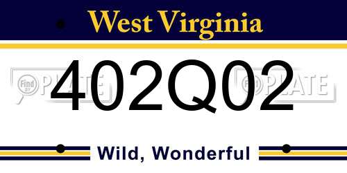 402Q02 West Virginia License Plate