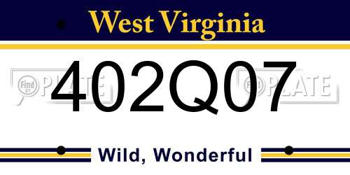 402Q07 West Virginia License Plate