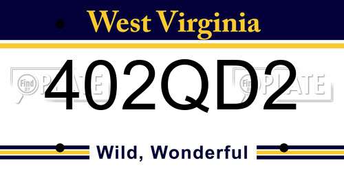 402QD2 West Virginia License Plate