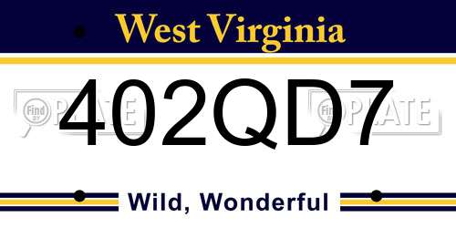 402QD7 West Virginia License Plate
