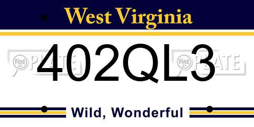 402QL3 West Virginia License Plate