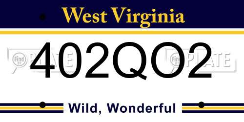 402QO2 West Virginia License Plate