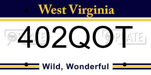 402QOT West Virginia License Plate