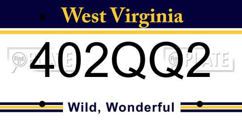 402QQ2 West Virginia License Plate
