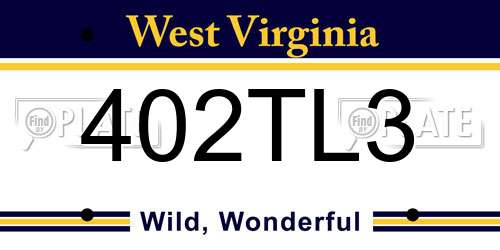 402TL3 West Virginia License Plate