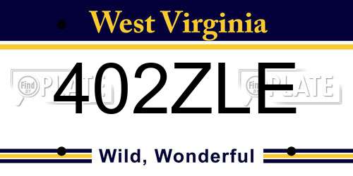 402ZLE West Virginia License Plate