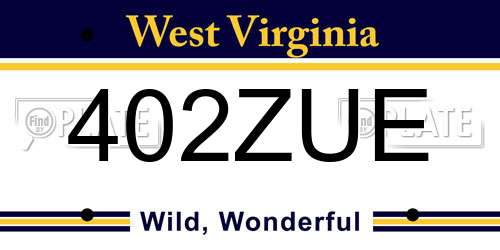 402ZUE West Virginia License Plate