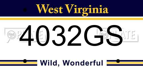 4032GS West Virginia License Plate