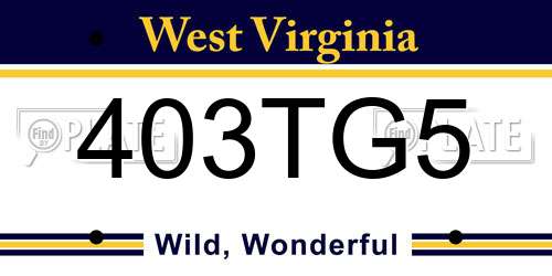 403TG5 West Virginia License Plate
