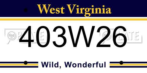 403W26 West Virginia License Plate