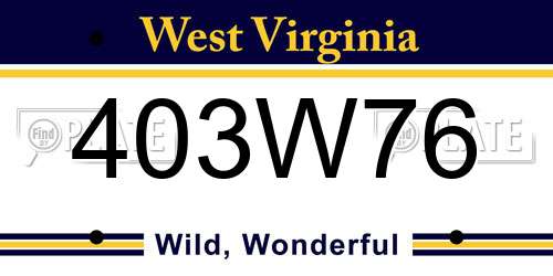 403W76 West Virginia License Plate