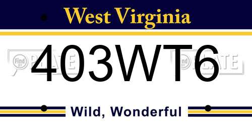 403WT6 West Virginia License Plate
