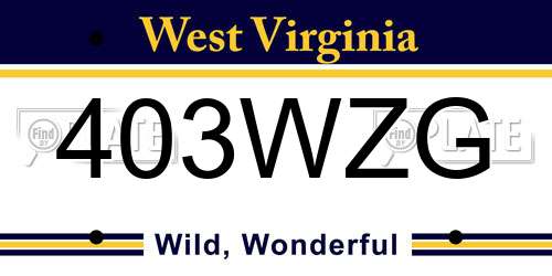 403WZG West Virginia License Plate