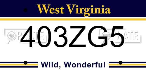 403ZG5 West Virginia License Plate