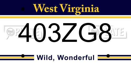 403ZG8 West Virginia License Plate