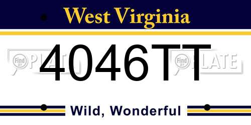 4046TT West Virginia License Plate