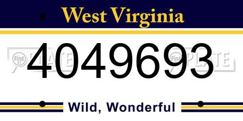 4049693 West Virginia License Plate