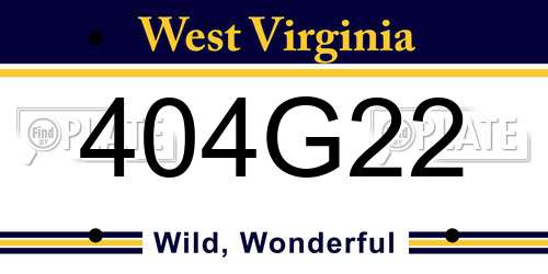 404G22 West Virginia License Plate