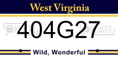 404G27 West Virginia License Plate
