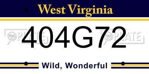404G72 West Virginia License Plate
