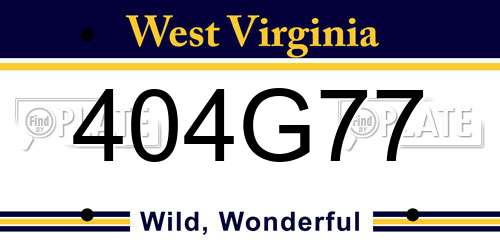 404G77 West Virginia License Plate