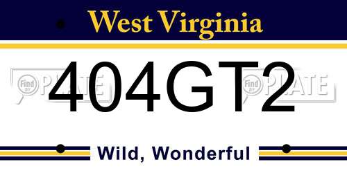 404GT2 West Virginia License Plate