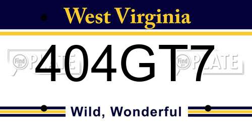 404GT7 West Virginia License Plate