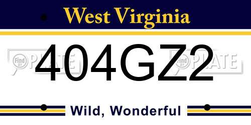 404GZ2 West Virginia License Plate