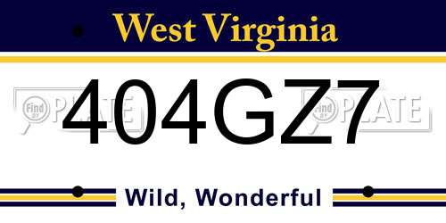 404GZ7 West Virginia License Plate