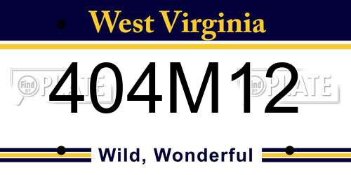 404M12 West Virginia License Plate