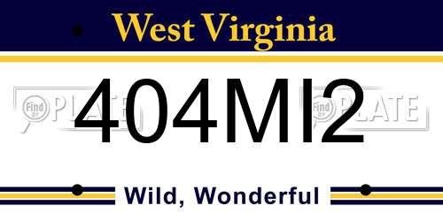 404MI2 West Virginia License Plate