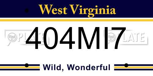 404MI7 West Virginia License Plate