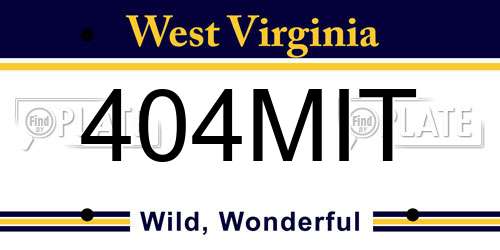 404MIT West Virginia License Plate
