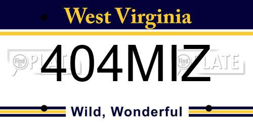 404MIZ West Virginia License Plate