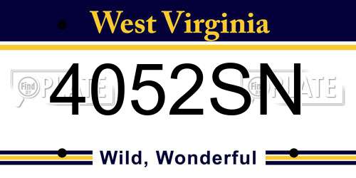 4052SN West Virginia License Plate