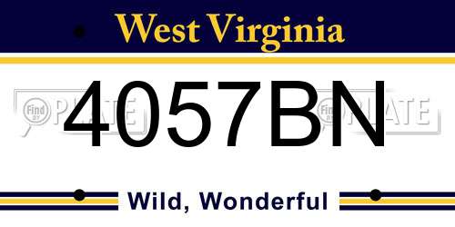 4057BN West Virginia License Plate