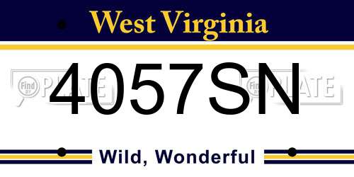 4057SN West Virginia License Plate